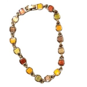 Vintage Liz Claiborne panel bracelet in fall colors goldtoned